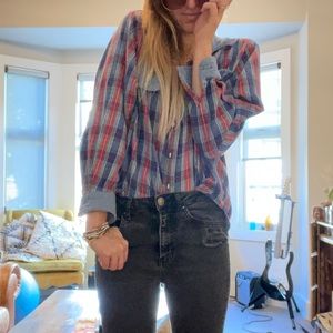 Vintage lady diplomat plaid | jean shirt